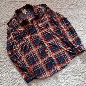 Blue Rain Button Plaid Shirt